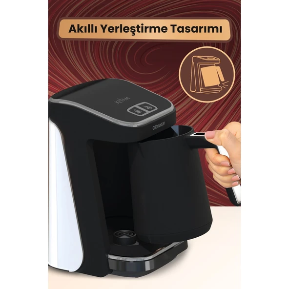 GOLDMASTER KIVAM 8380EB BEYAZ SİLVER GENİŞ HAZNELİ AKILLI YERLEŞTİRME PATENTLİ TÜRK KAHVE MAKİNESİ - 4