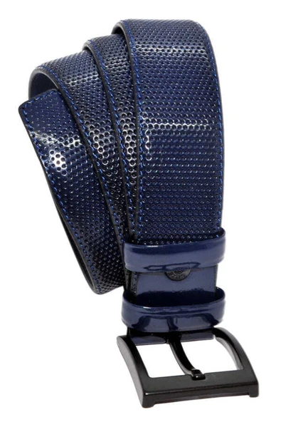 Lacivert Rugan Suni Deri Desenli 4 Cm.lik Klasik Kemer - 7495-68-21m - Resim 2