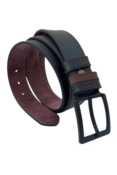 Siyah Suni Deri Dikişli 4 Cm.lik Spor Kemer - 7000-109-22y - Resim 5