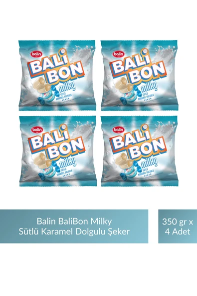 Balin Balibon Milky Sütlü Karamel Dolgulu Şeker 350 gr x 4 Adet