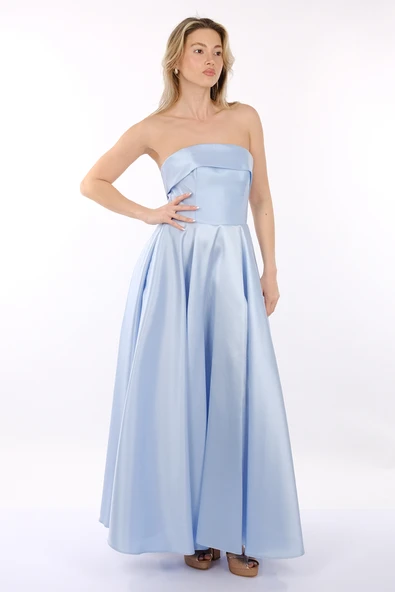 Dori Straplez Tafta Kiloş Abiye Elbise 00BB6068 - 7