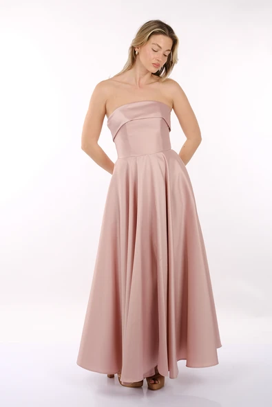 Dori Straplez Tafta Kiloş Abiye Elbise 00BB6068 - 12