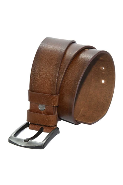 4.5 Cm. Spor Hakiki Deri Kemer Fındık Düz - Resim 3