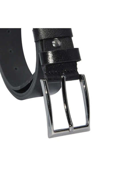 Siyah Hakiki Deri Düz 3.5 cm.lik Klasik Kemer - Tek Katmanlı Manda Derisi - 300-düz - 2