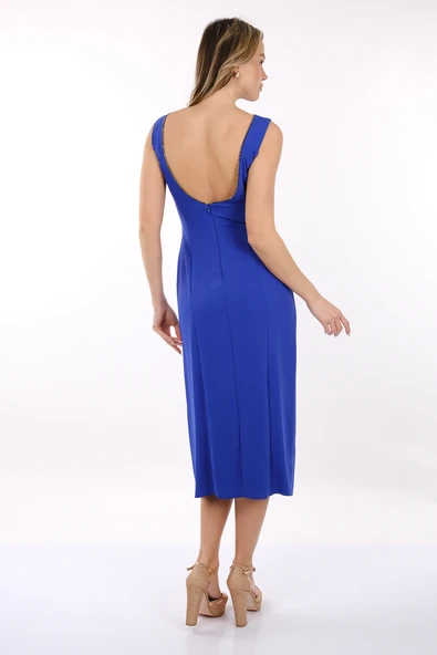 DORİDORCA Kadın Geniş Askılı Yandan Tül Detaylı Kısa Abiye Elbise  2245133 - Resim 10