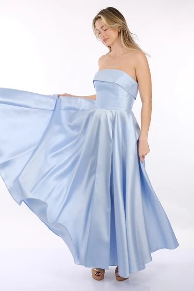 Dori Straplez Tafta Kiloş Abiye Elbise 00BB6068 - 4