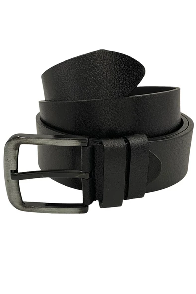 Siyah Hakiki Deri Düz Renk 4.5 Cm.lik Spor Kemer- Tek Katmanlı Manda Derisi - 500-düz-22y