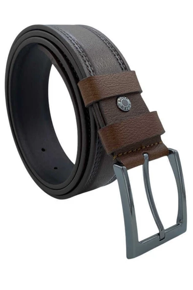 4 Cm. Spor Hakiki Deri Dikişli Kemer Kahverengi - 3