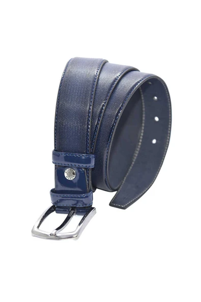 Lacivert Rugan Suni Deri Desenli 3.5 Cm.lik Klasik Kemer - 8005-80 - Resim 2