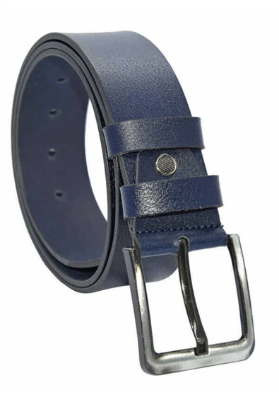 4.5 Cm. Spor Hakiki Deri Düz Model Kemer Lacivert