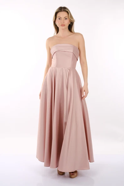Dori Straplez Tafta Kiloş Abiye Elbise 00BB6068 - 3