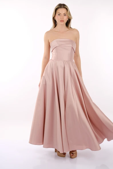 Dori Straplez Tafta Kiloş Abiye Elbise 00BB6068 - 6