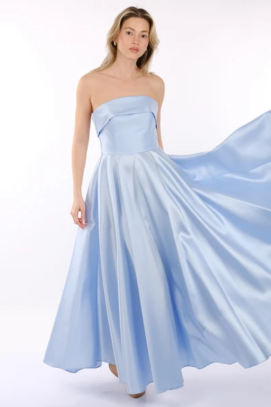 Dori Straplez Tafta Kiloş Abiye Elbise 00BB6068 - 5