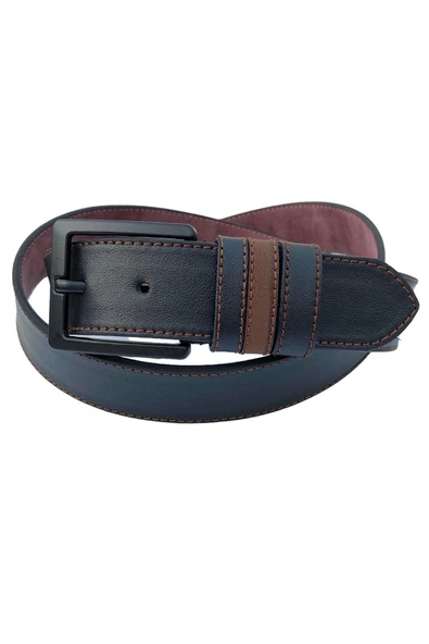 Siyah Suni Deri Dikişli 4 Cm.lik Spor Kemer - 7000-109-22y - Resim 3