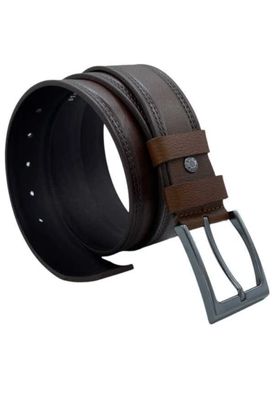 4 Cm. Spor Hakiki Deri Dikişli Kemer Kahverengi - 4