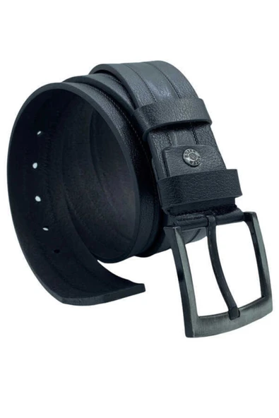 4.5 Cm. Spor Hakiki Deri Desenli Model Kemer Siyah - 3