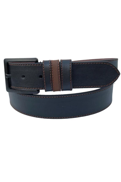 Siyah Suni Deri Dikişli 4 Cm.lik Spor Kemer - 7000-109-22y - Resim 2