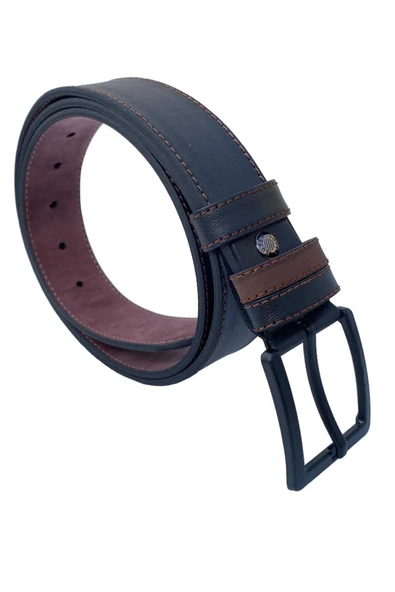 Siyah Suni Deri Dikişli 4 Cm.lik Spor Kemer - 7000-109-22y - Resim 4