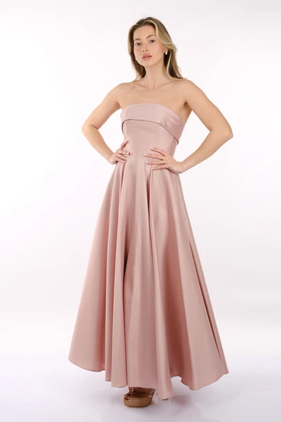 Dori Straplez Tafta Kiloş Abiye Elbise 00BB6068 - 10
