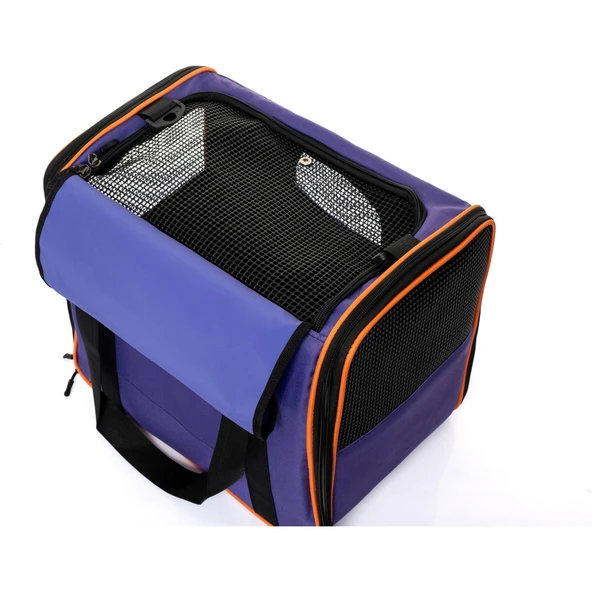Brave Paws Kedi Köpek Taşıma Çantası Kare Model Yırtılmaz Plastik Fileli (MOR) - 4