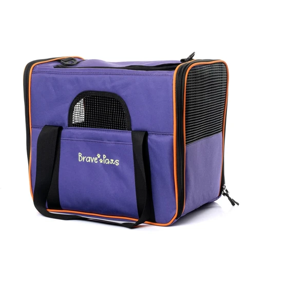 Brave Paws Kedi Köpek Taşıma Çantası Kare Model Yırtılmaz Plastik Fileli (MOR)