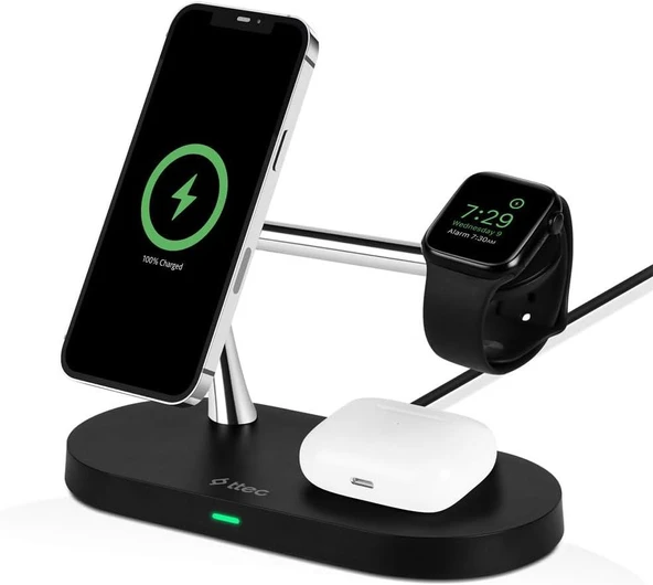 Ttec 2KS26S AirCharger Quattro M Siyah 4in1 MagSafe Kablosuz Şarj Aleti Teşhir