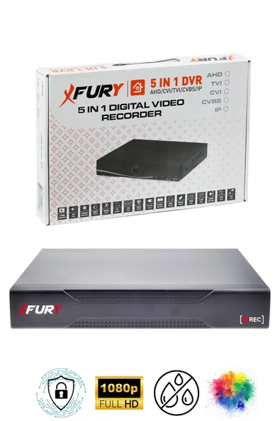 FURY 5 li Gece Renkli Görüş Güvenlik Kamerası Full HD-Su Geçirmez Güvenlik Kamerası Seti 250GB - 3