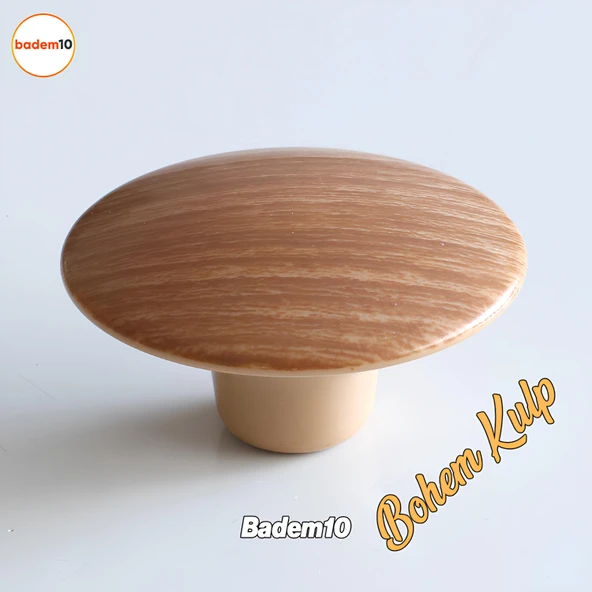 Bohem Plastik Dış Bükey Kulp Açık Ceviz Renk Mobilya Mutfak Dolap Dolabı Çekmece Kulpu Kulbu