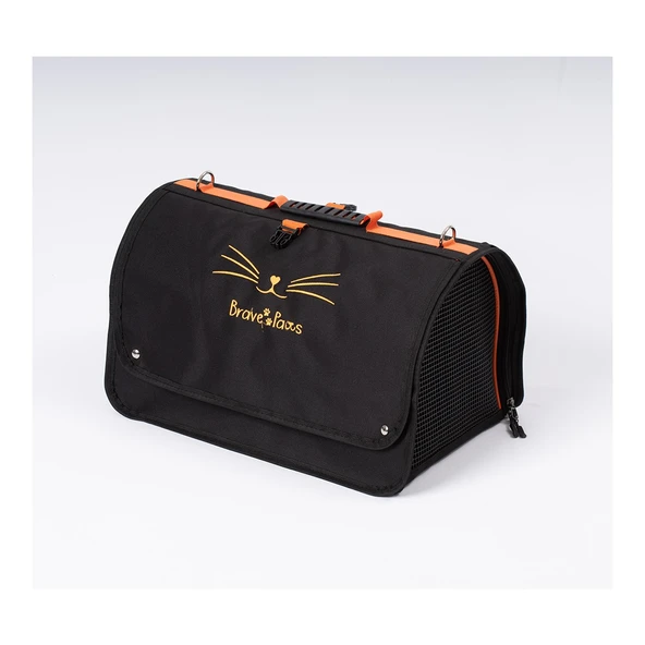 Brave Paws Perdeli Flybag Plastik Yırtılmaz Fileli Kedi ve Köpek Taşıma Çantası Havayolu Çantası (SİYAH) - 2