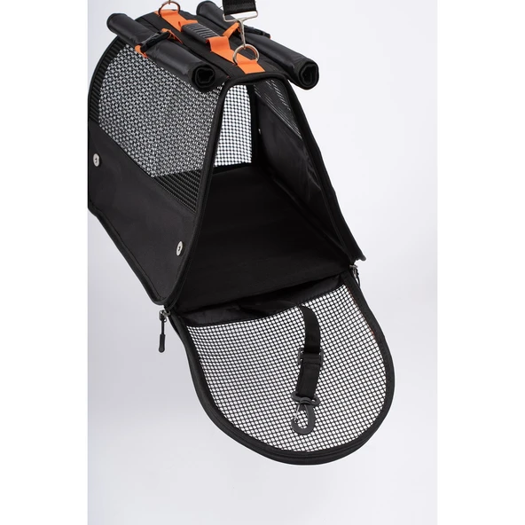 Brave Paws Perdeli Flybag Plastik Yırtılmaz Fileli Kedi ve Köpek Taşıma Çantası Havayolu Çantası (SİYAH) - 3