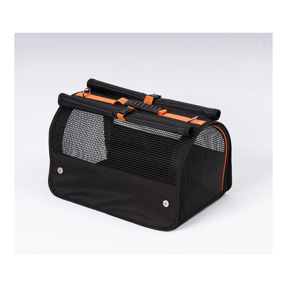 Brave Paws Perdeli Flybag Plastik Yırtılmaz Fileli Kedi ve Köpek Taşıma Çantası Havayolu Çantası (SİYAH)