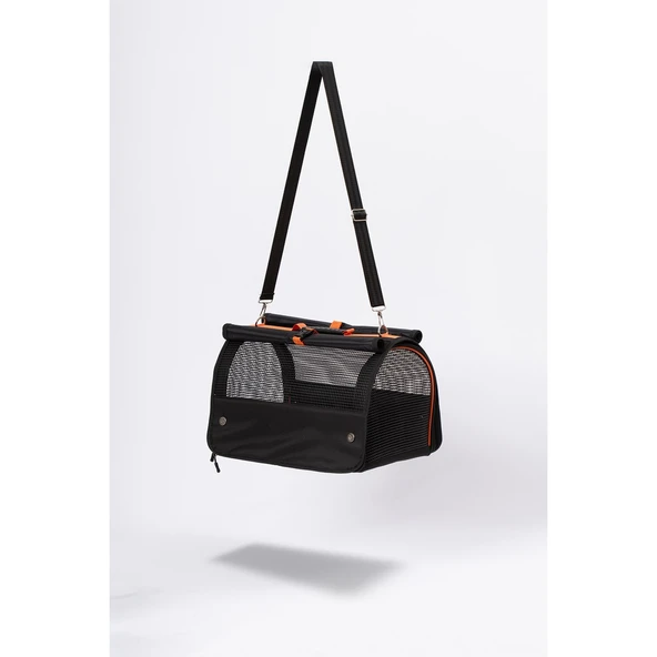 Brave Paws Perdeli Flybag Plastik Yırtılmaz Fileli Kedi ve Köpek Taşıma Çantası Havayolu Çantası (SİYAH) - 5