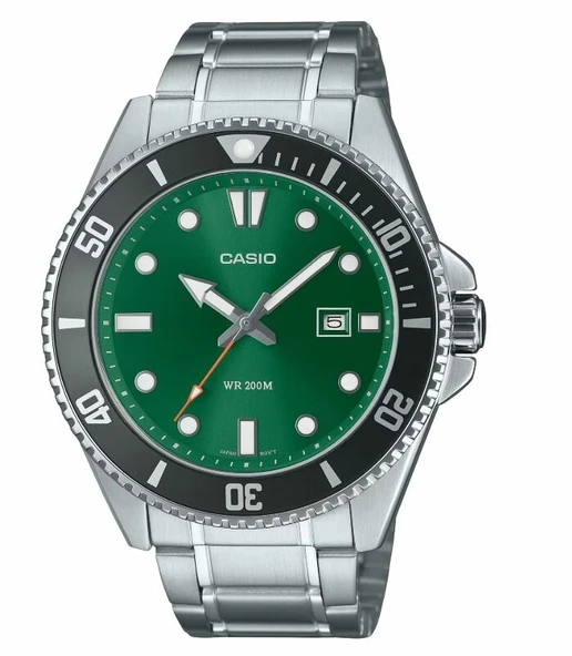 Casio MDV-107D-3A2VDF Quartz Çelik Gri Yeşil Kadran 46 mm Erkek Kol Saati