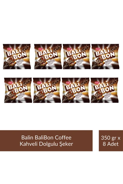 Balin Balibon Coffee Kahveli Dolgulu Şeker 350 gr x 8 Adet