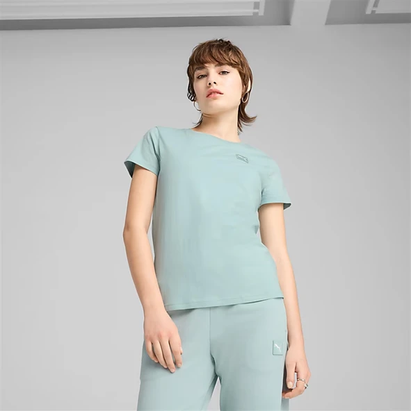 Puma Ess Elevated Tee Mavi Kadın Spor Tişört - 690894 67