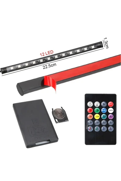 Ayak Altı Led 12 Ledli Lamba Sese Duyarlı Led Müziğe Duyarlı Led - 8 Renk Rgb - 4
