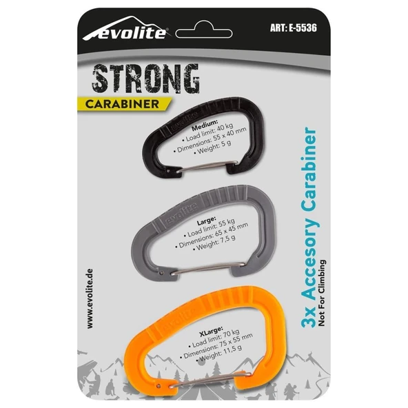 Evolite Strong 3'lü Karabina Seti  Turuncu-Gri-Siyah - 1