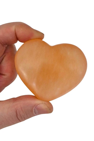 Kalp Kesim Turuncu Selenit Masaj Terapi Taşı