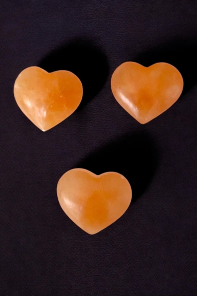 Kalp Kesim Turuncu Selenit Masaj Terapi Taşı - 2