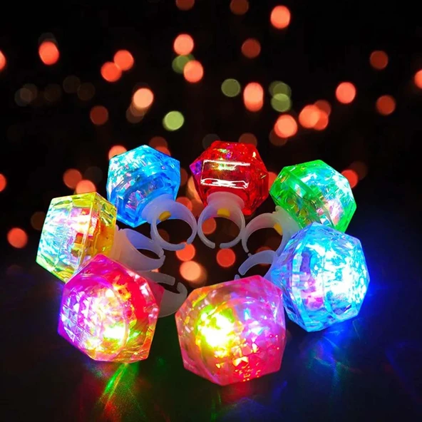 Kristal Tasarımlı Led Glow Işıklı 3 Modlu Gümüş Yüzük 3.5 x 5 cm - 5