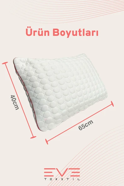 Kolajen Kumaş Boyun Destekli Visco Parçacıklı Fermuarlı Kılıflı Antialerjik Ortopedik Visco Yastık 40x65 Cm - 4