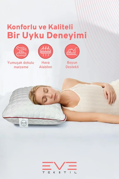 Kolajen Kumaş Boyun Destekli Visco Parçacıklı Fermuarlı Kılıflı Antialerjik Ortopedik Visco Yastık 40x65 Cm - 3