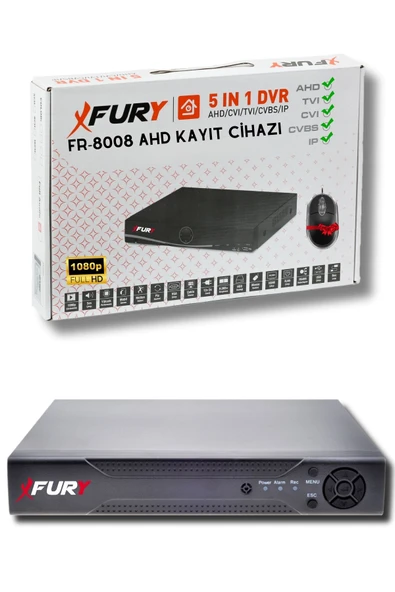 FURY 5 Kameralı Set Full HD Gece Renkli Görüş - Cepten İzle - Su Geçirmez Güvenlik Kamerası Seti 1TB - 3