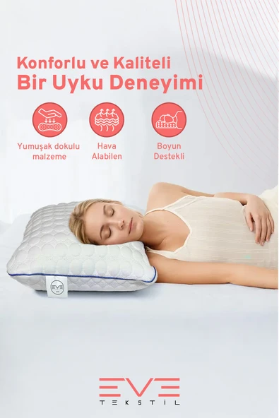 Kolajen Kumaş Boyun Destekli Visco Parçacıklı Fermuarlı Kılıflı Antialerjik Ortopedik Visco Yastık 40x65 Cm - 11