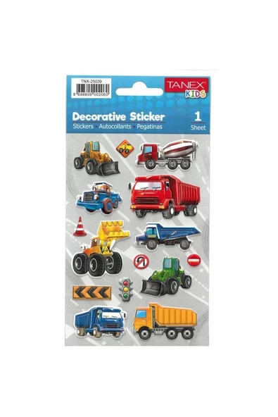 Tanex Kıds Tnx-25039 Dekotarif Etiketler -inşaat Kamyonları Serisi- 1 Adet
