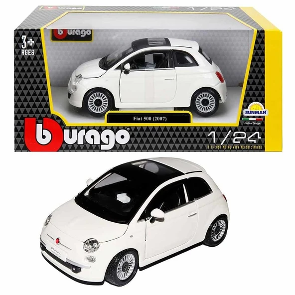 S00022106 BURAGO 1/24 FİAT 500 2007 BEYAZ -SUN