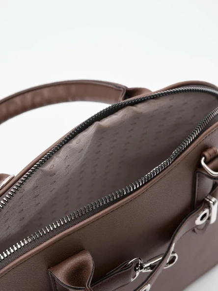 Kemer Detaylı Deri Kadın El ve Çapraz Çanta - 4