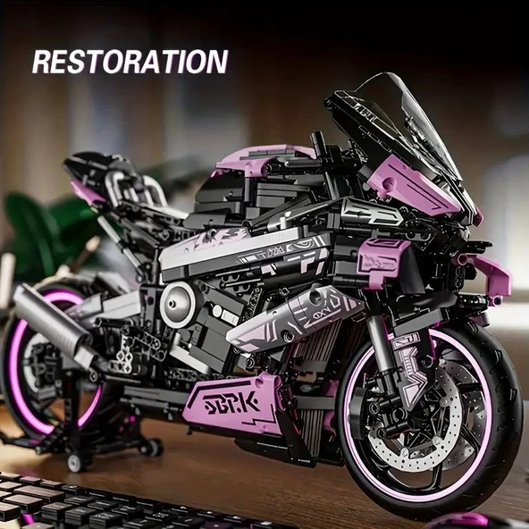 BUILDING BLOKS 1:5 CYBER YARIŞ MOTORSİKLETİ 6+ YAŞ 1985 PARÇA YAPI BLOK HEDİYELİK OYUNCAK - 5