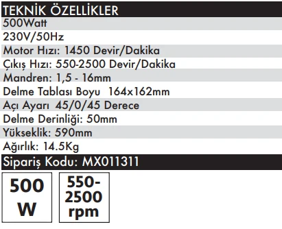 MAX EXTRA MX011311 Sütunlu Matkap 500 Watt - 2