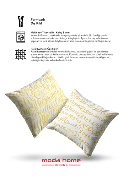 Moda Home Bedding Kırlent,Dolgulu kırlent,baskılı Kırlent,dekorasyon Kırlent(2 Adet) set2 - 2